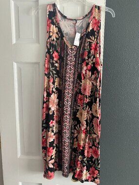 Maurice's NWT 24/7  Floral Sleeveless Swing Dress Size Med